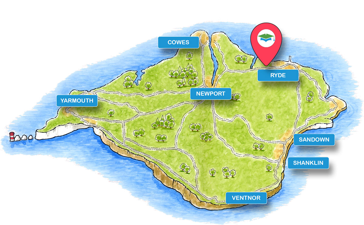 School trip Isle of Wight location map for Quarr Abbey